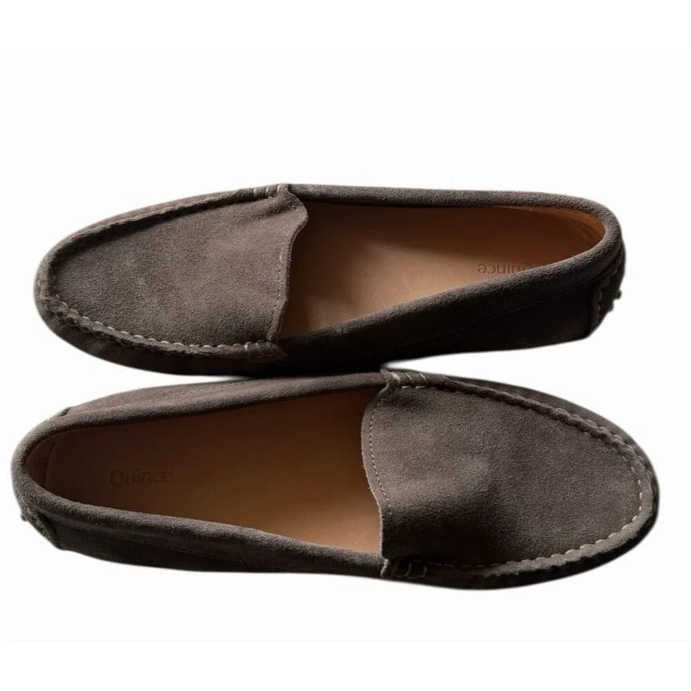 Quince 100% Suede Driver Loafer Medium Brown Shoes 8 NWT - Picture 4 of 9